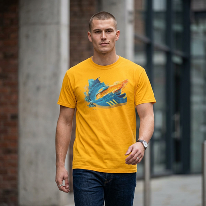 Retro Trainer Artwork Heavy Cotton T-Shirt – Yellow