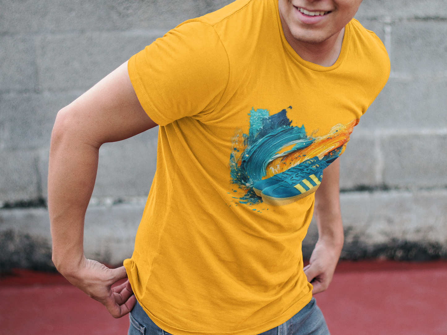 Retro Trainer Artwork Heavy Cotton T-Shirt – Yellow