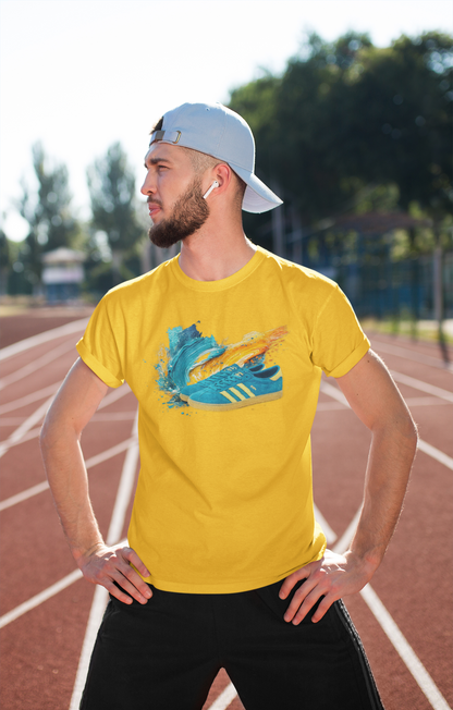 Retro Trainer Artwork Heavy Cotton T-Shirt – Yellow