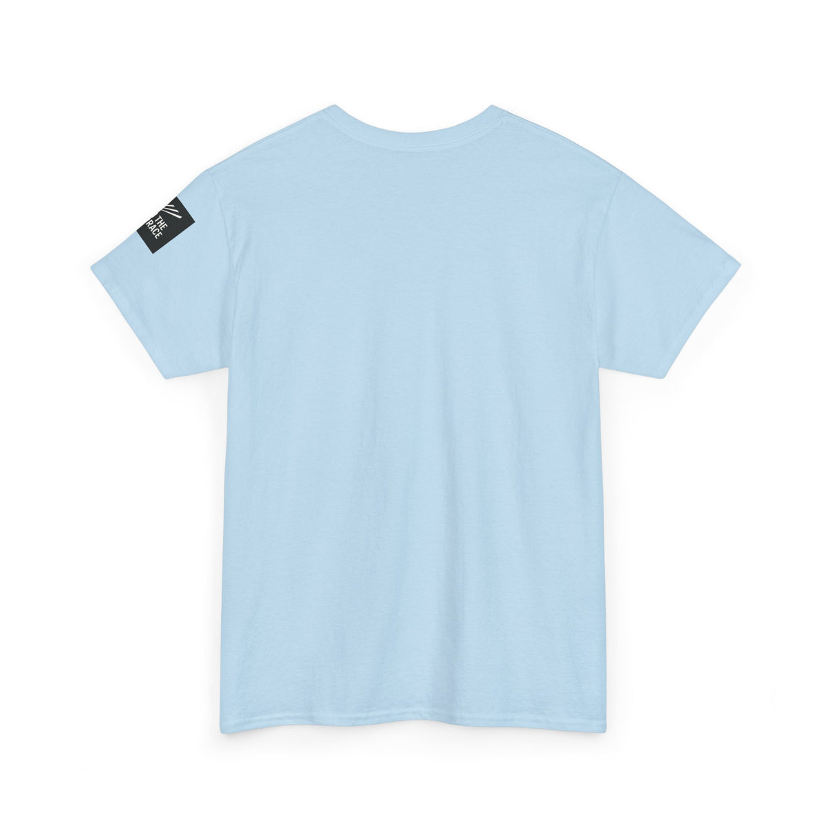 Light blue MCFC T-shirt with sky blue, navy and white retro trainer letter artwork