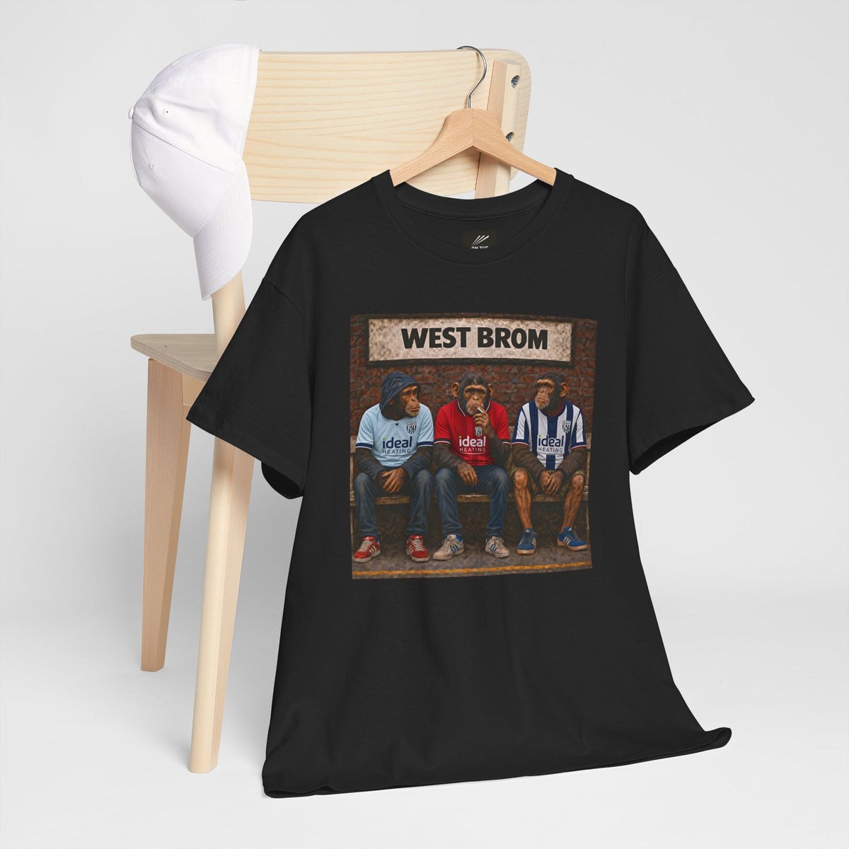 West Bromwich Albion Station Bench Trio terrace t-shirt in black, back view - On The Terrace casual wear