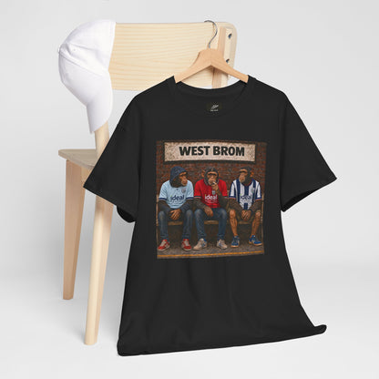 West Bromwich Albion Station Bench Trio terrace t-shirt in black, back view - On The Terrace casual wear