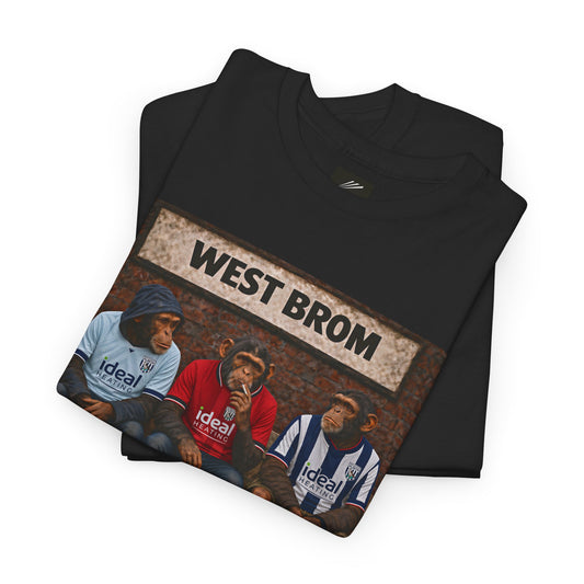 West Bromwich Albion Station Bench Trio terrace t-shirt in black, chest print detail - On The Terrace casual wear