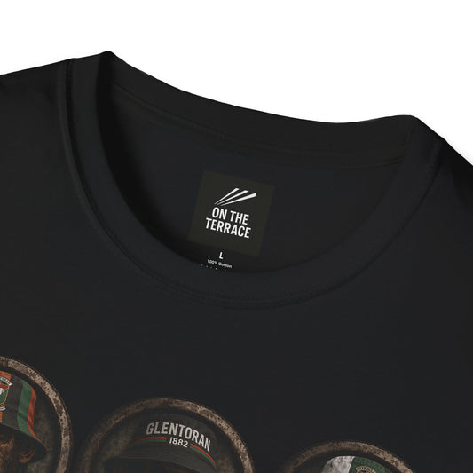 On The Terrace Northern Monkeys black graphic t-shirt featuring retro Hull City black and amber inspired terrace casuals artwork.