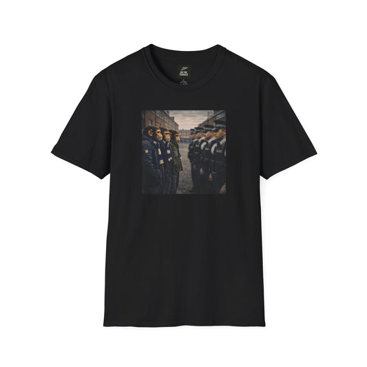Black Northern Monkeys t-shirt with a small graphic on the chest against a white background