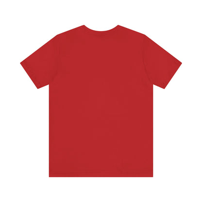 Plain red short-sleeve t-shirt displayed flat on white background