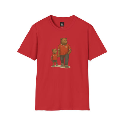 Red Arsenal t-shirt with bear graphic on a white background