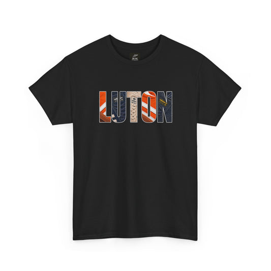 Black Luton Town Vintage Trainers T-shirt front view