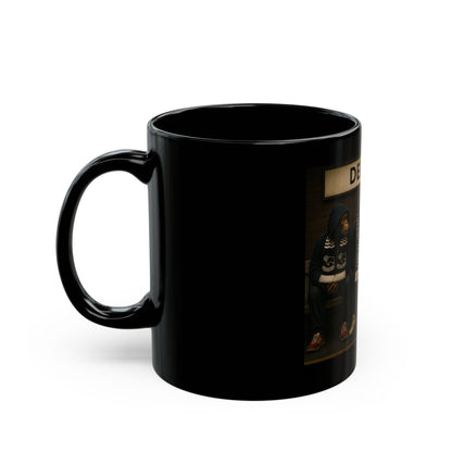 Black mug on a white background