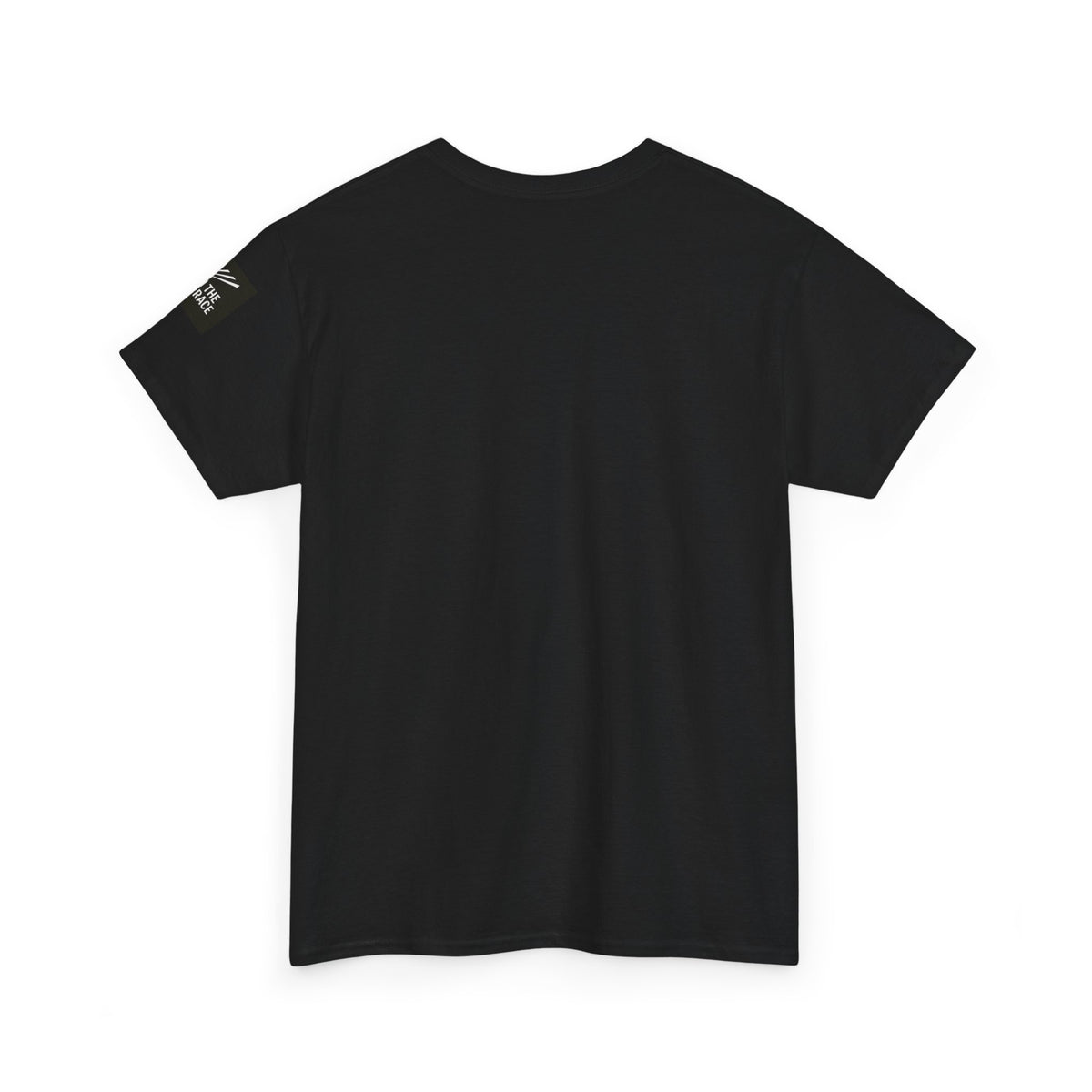Black MUFC T-shirt with red, white and cream retro trainer letter artwork