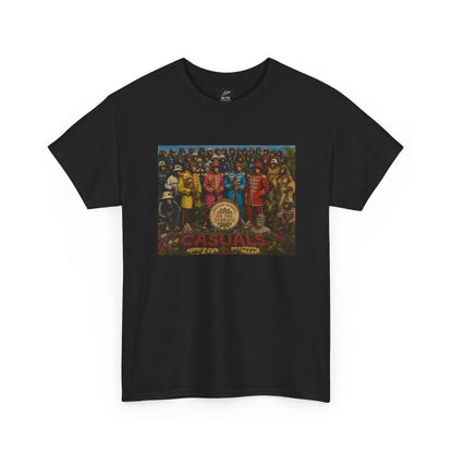 Black Beatles Sgt. Pepper Casuals T-shirt with colourful Northern Monkeys artwork