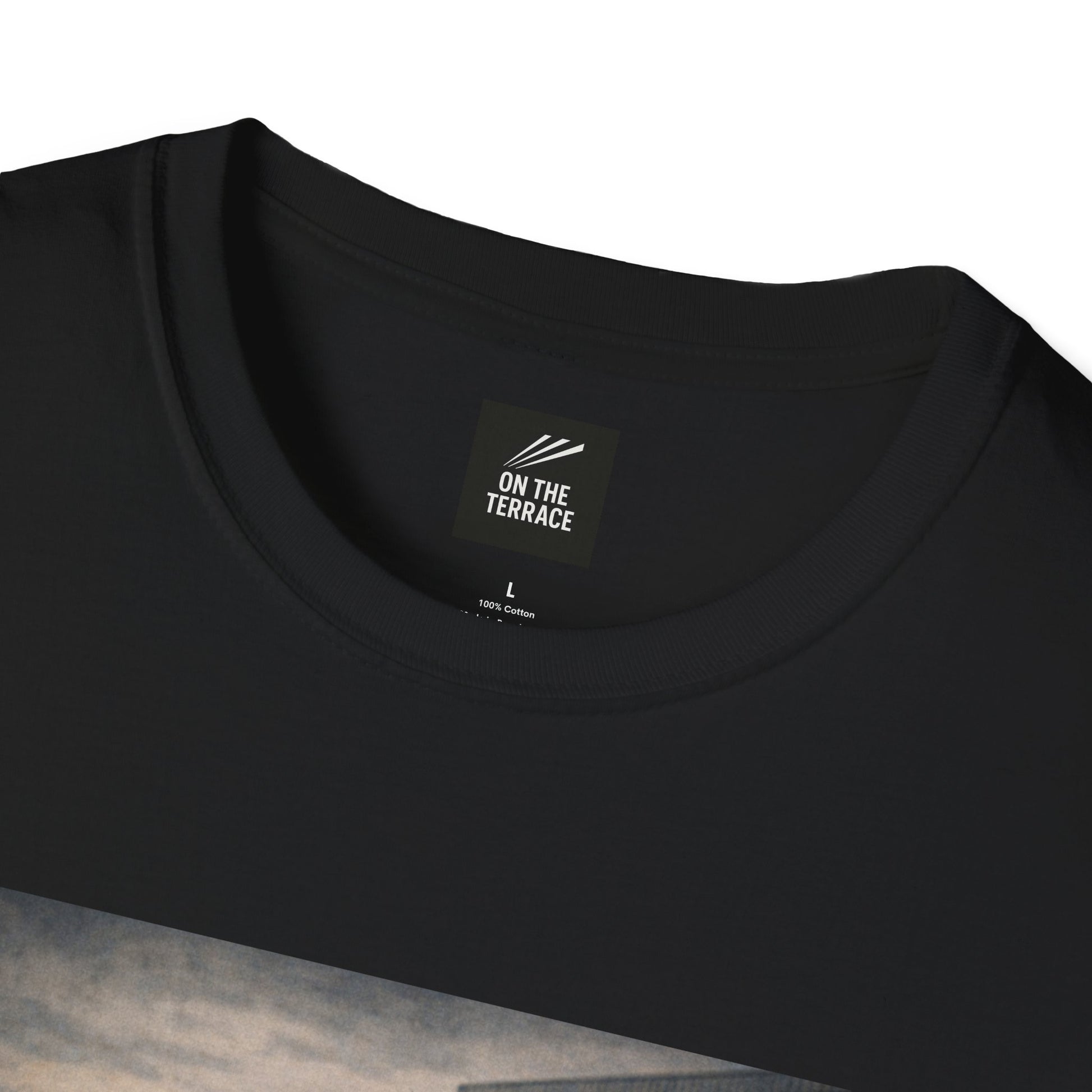Black t-shirt on a white background