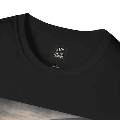Black t-shirt on a white background