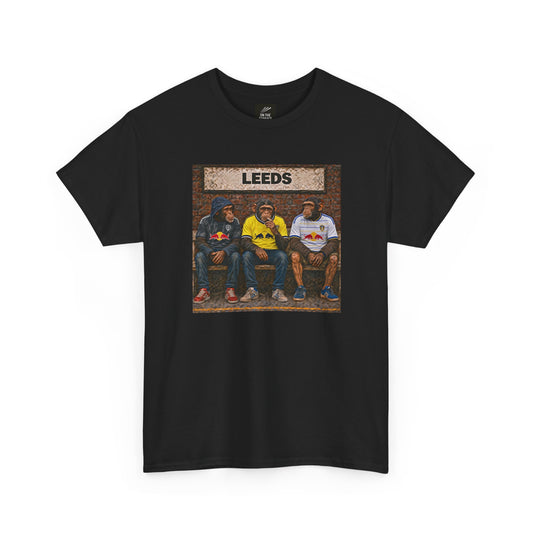 Leeds United Station Bench Trio terrace t-shirt in black - On The Terrace casual wear