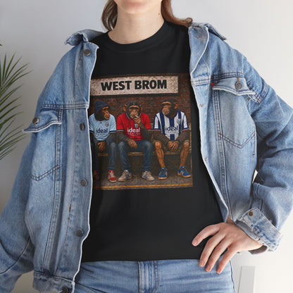 West Bromwich Albion Station Bench Trio terrace t-shirt in black, product mockup - On The Terrace casual wear