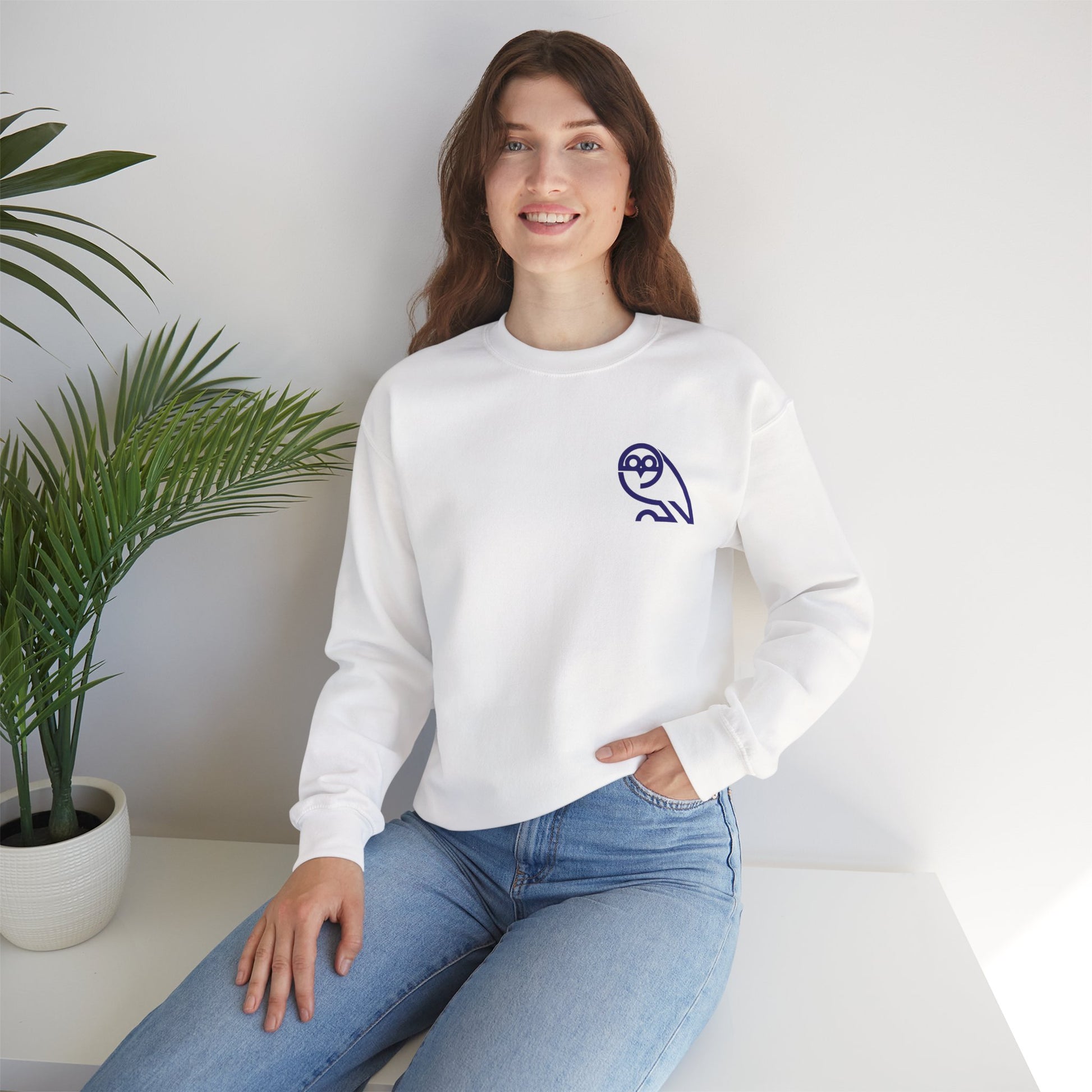 Owl Outline Crewneck Sweatshirt - On The Terrace