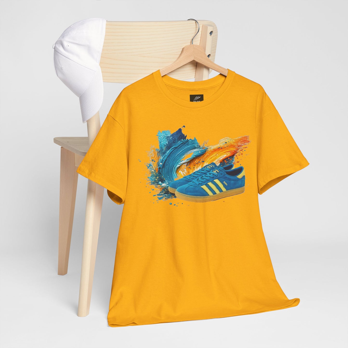 Retro Trainer Artwork Heavy Cotton T-Shirt – Yellow