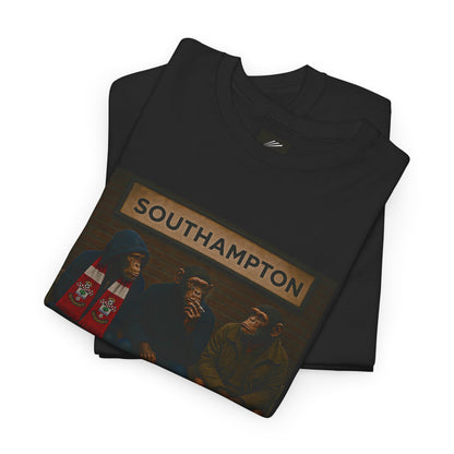 Black Southampton t-shirt with 'Southampton' text on a white background