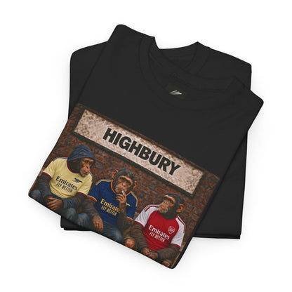 Arsenal Station Bench Trio terrace t-shirt in black, chest print detail - On The Terrace casual wear