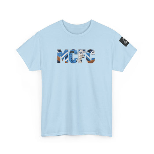 Manchester City-inspired MCFC vintage trainers light blue heavy cotton T-shirt
