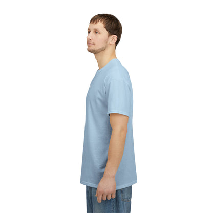 Side view of a man wearing the sky blue Coventry Boys T-shirt