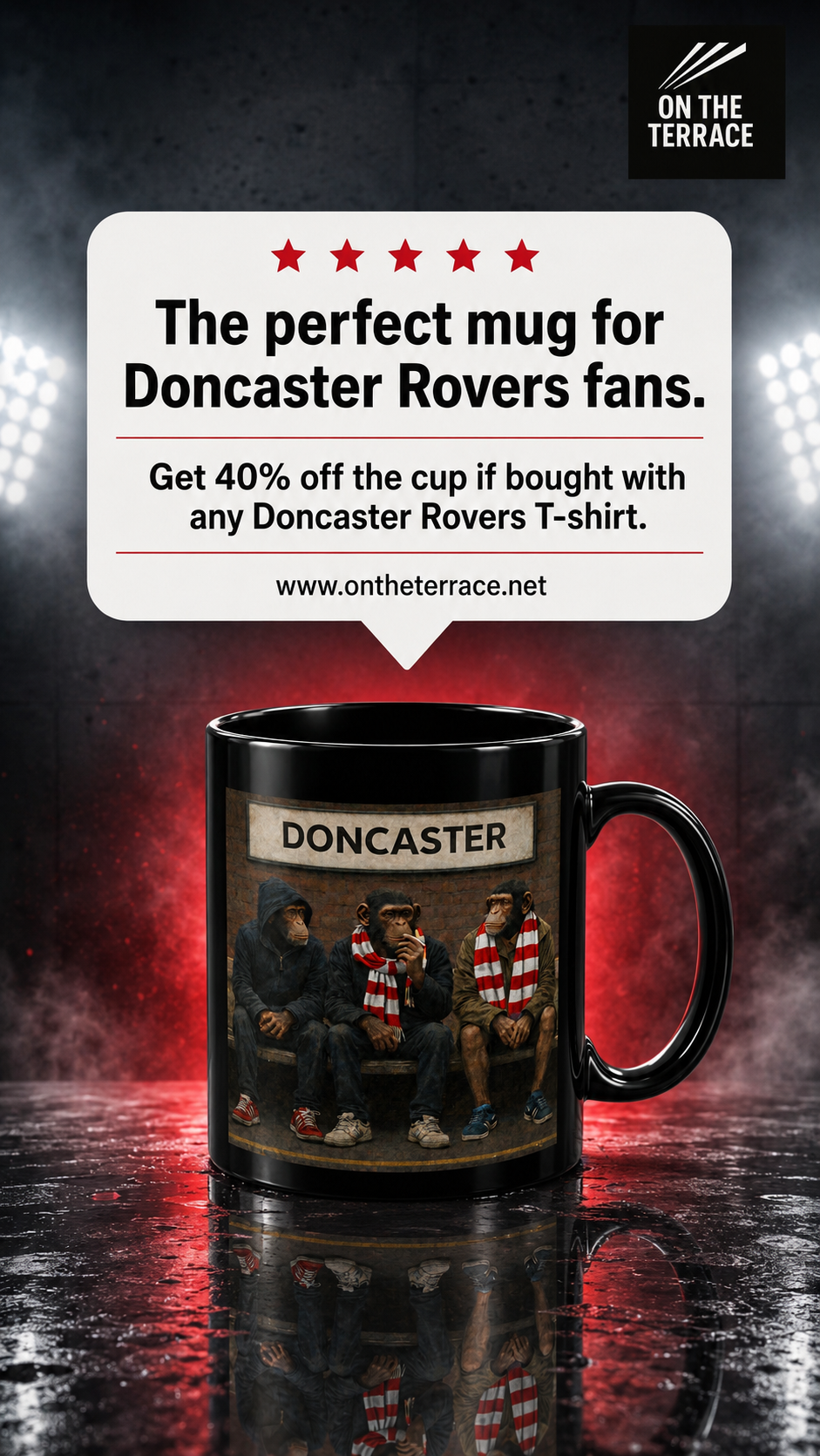 Doncaster Football Fans Black Mug — Ceramic 11oz/15oz Tea Coffee Cup