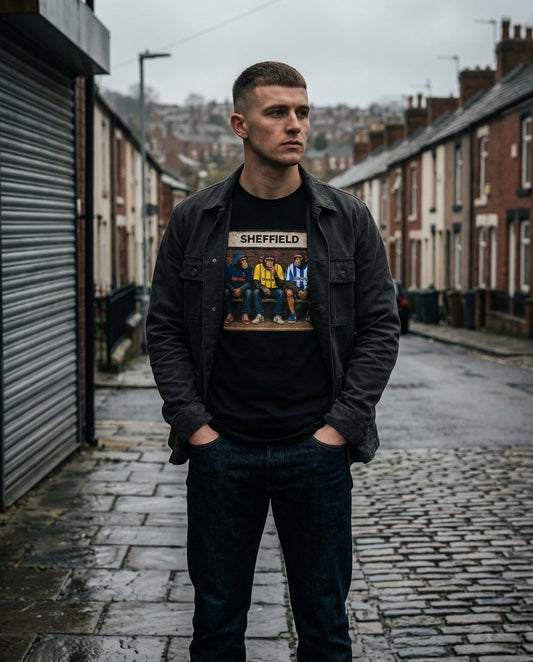 Sheffield Wednesday "Station Bench Trio" T-Shirt – Black