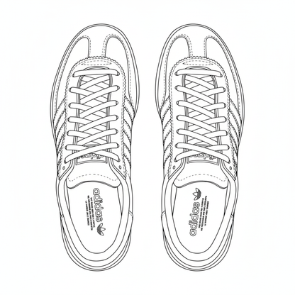 Adidas sneaker line drawing coloring page illustration outline.