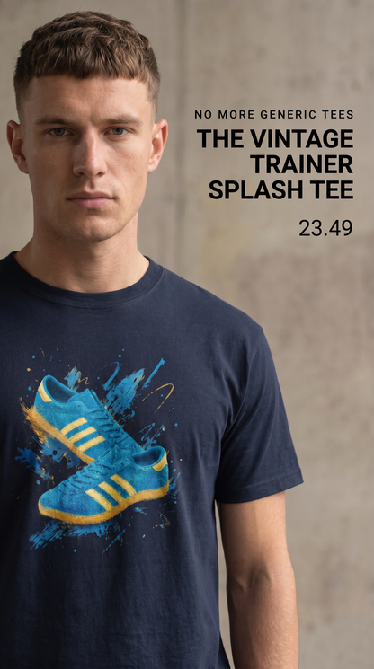 Retro Blue & Yellow Sneaker T-Shirt