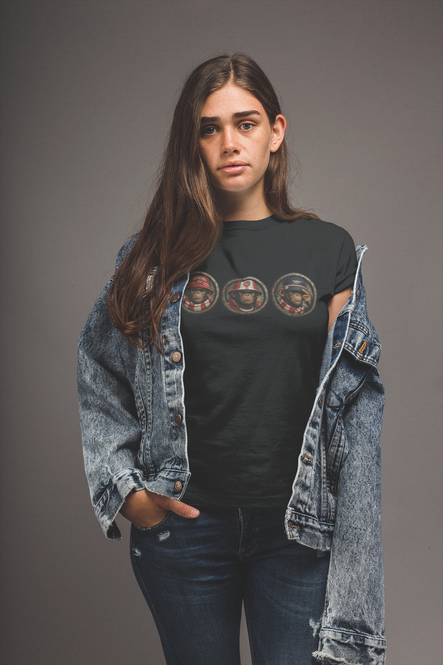On The Terrace Northern Monkeys black graphic t-shirt featuring retro Arsenal images
