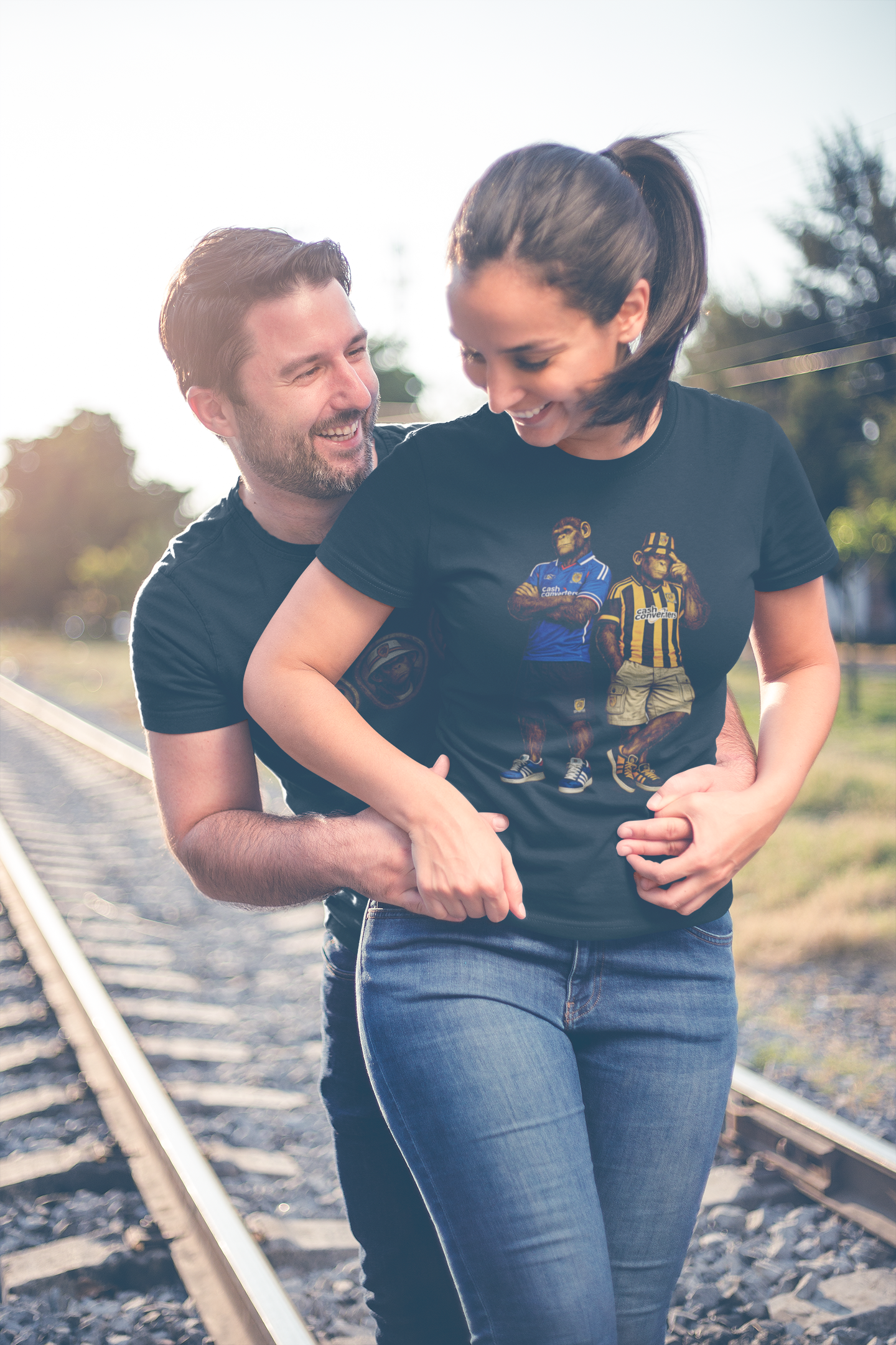 On The Terrace Northern Monkeys black graphic t-shirt featuring retro Hull City black and amber inspired terrace casuals artwork.