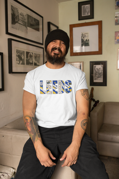 Leeds United LEEDS Trainer Graphic terrace t-shirt in white, product mockup - On The Terrace casual wear