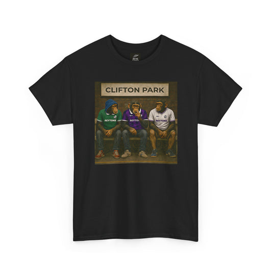 Black Reytons t-shirt with  graphic on a white background