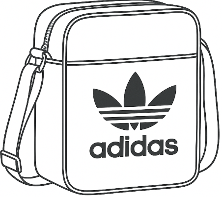 Adidas bag line drawing coloring page illustration outline.