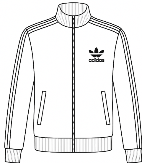 Adidas trackie top line drawing coloring page illustration outline.