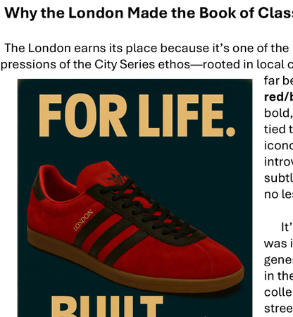 Red sneaker with black stripes on a dark background with 'FOR LIFE.' text