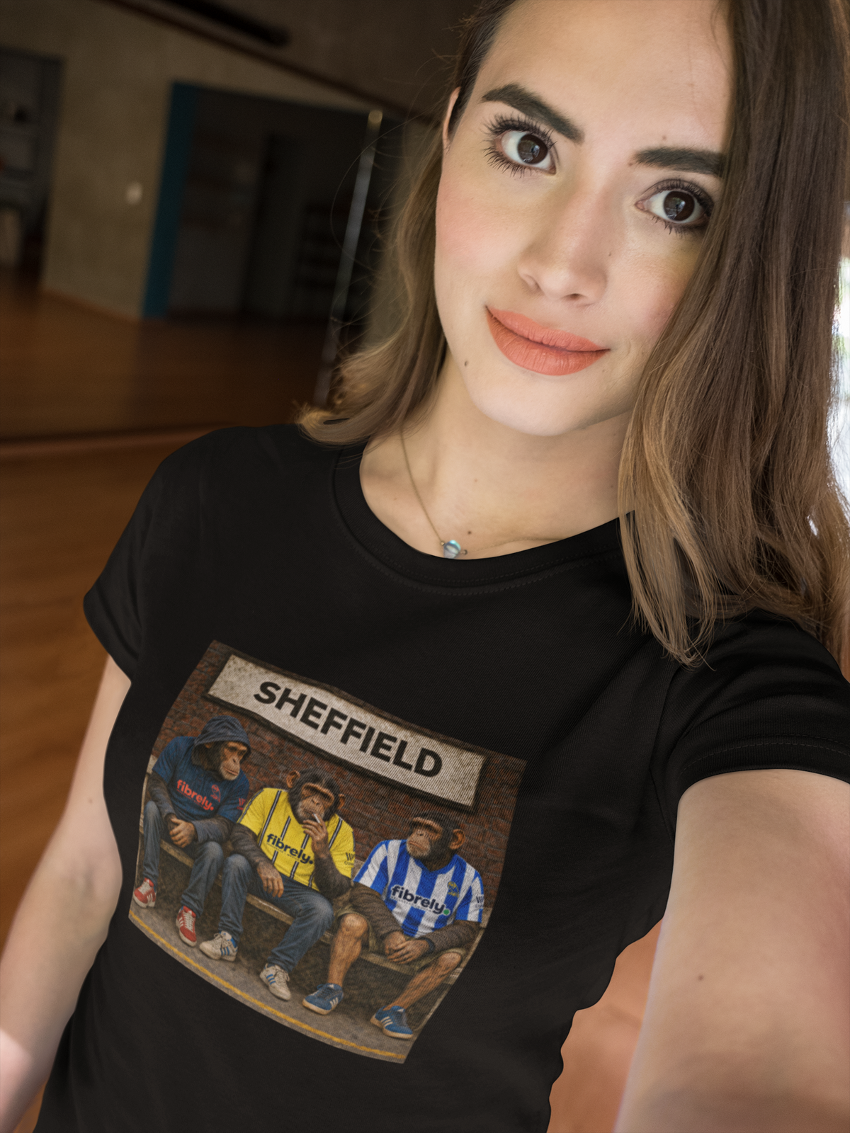 Sheffield Wednesday Station Bench Trio t-shirt in black styled on model - On The Terrace casual wear