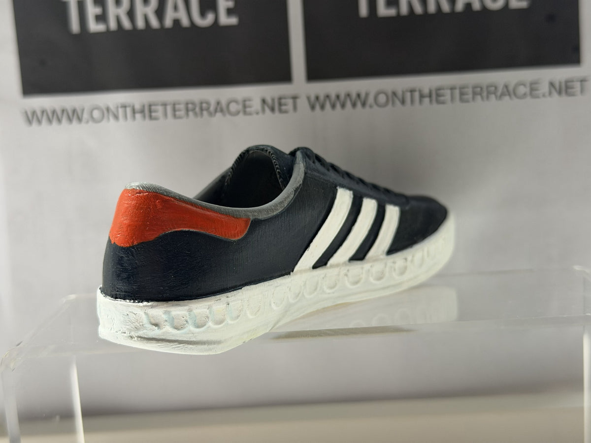 adidas Lyon inspired 3D printed trainer model, rear view showing orange heel accent