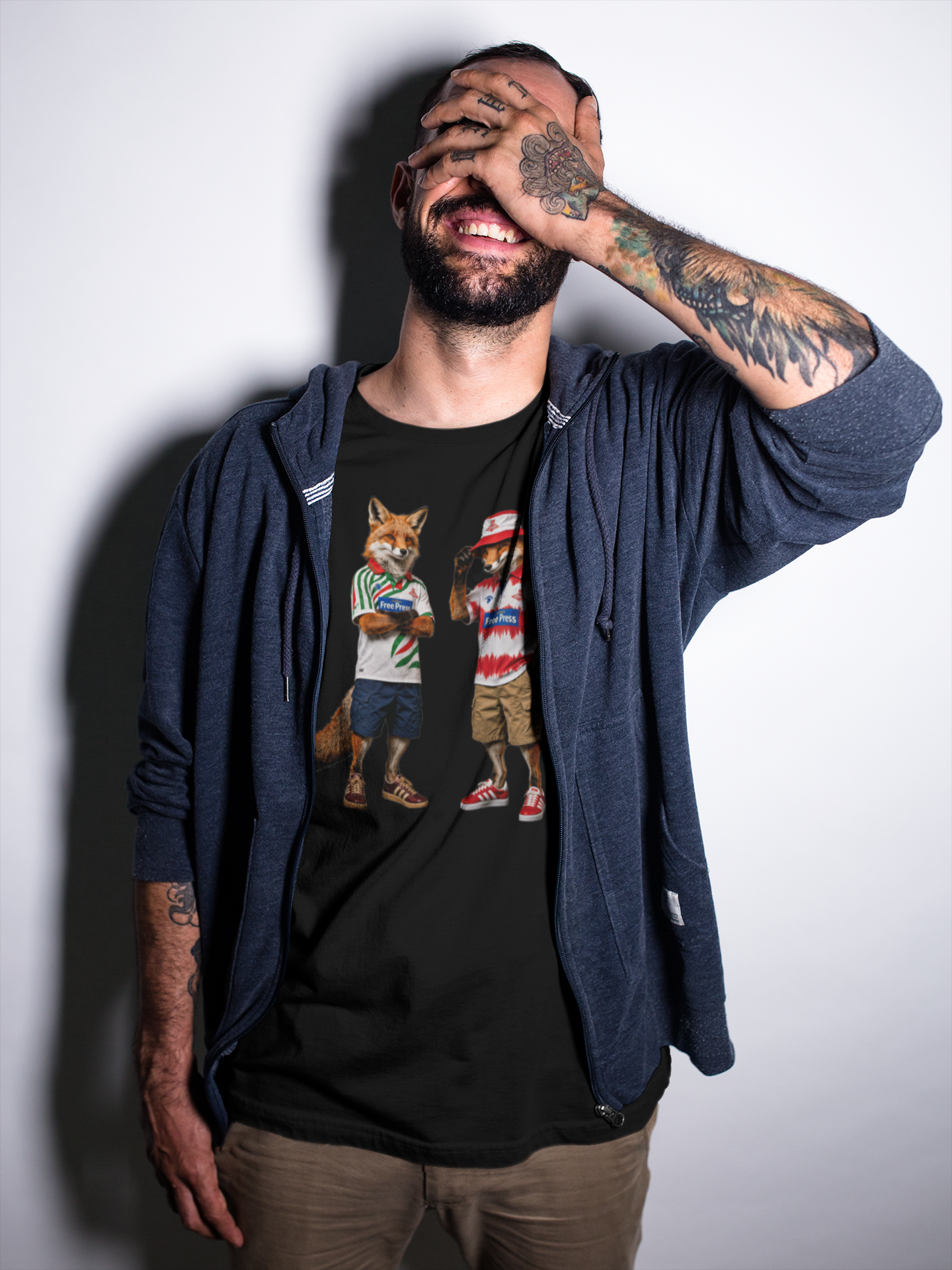 On The Terrace English Foxes black graphic t-shirt featuring retro Doncaster Rovers inspired terrace casuals artwork