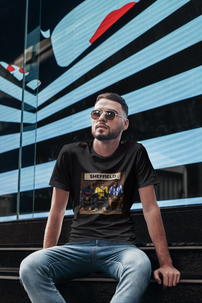 Sheffield Wednesday Station Bench Trio t-shirt in black styled for matchday - On The Terrace casual wear