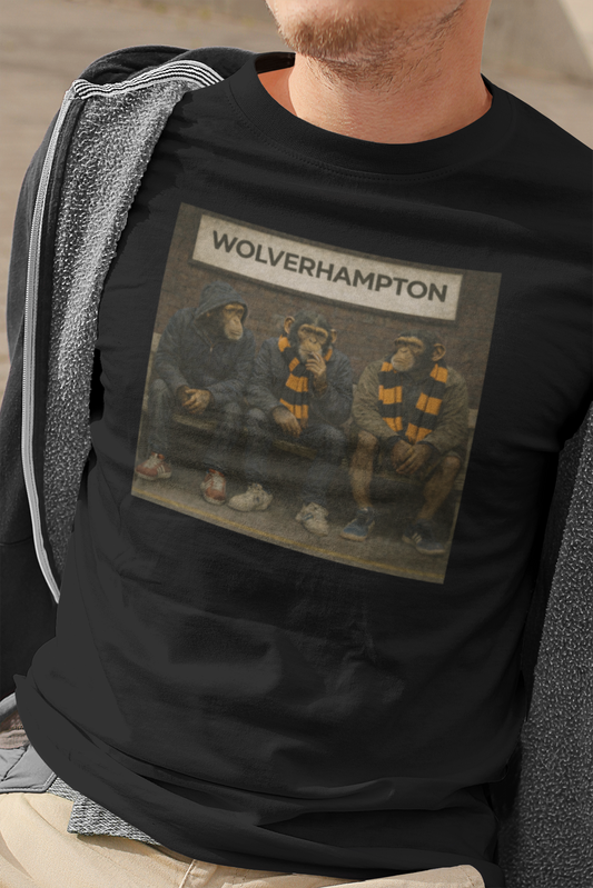 Man in a Retro Wolves "WOLVERHAMPTON" Station Tee