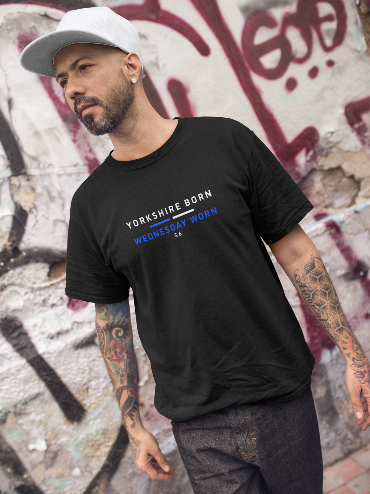 Sheffield Wednesday Yorkshire Born Wednesday Worn terrace t-shirt in black - On The Terrace casual wear